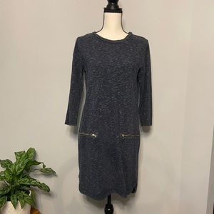 GAP Grey Marl 3/4 Sleeve Zip Pocket Tunic Dress M